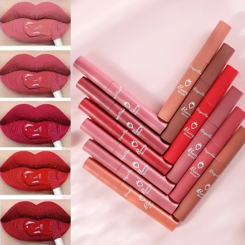 

12 Colors Velvet Lip Gloss Matte Waterproof Non-stick Cup Liquid Lipstick Non-fading Lip Glaze Makeup for Women Korea Cosmetics