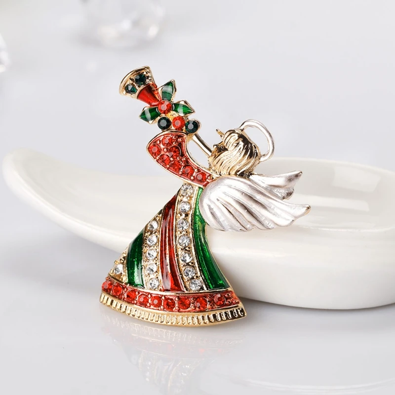 Новинка Рождественская брошь булавки ангельский Рог модные зимние креативные