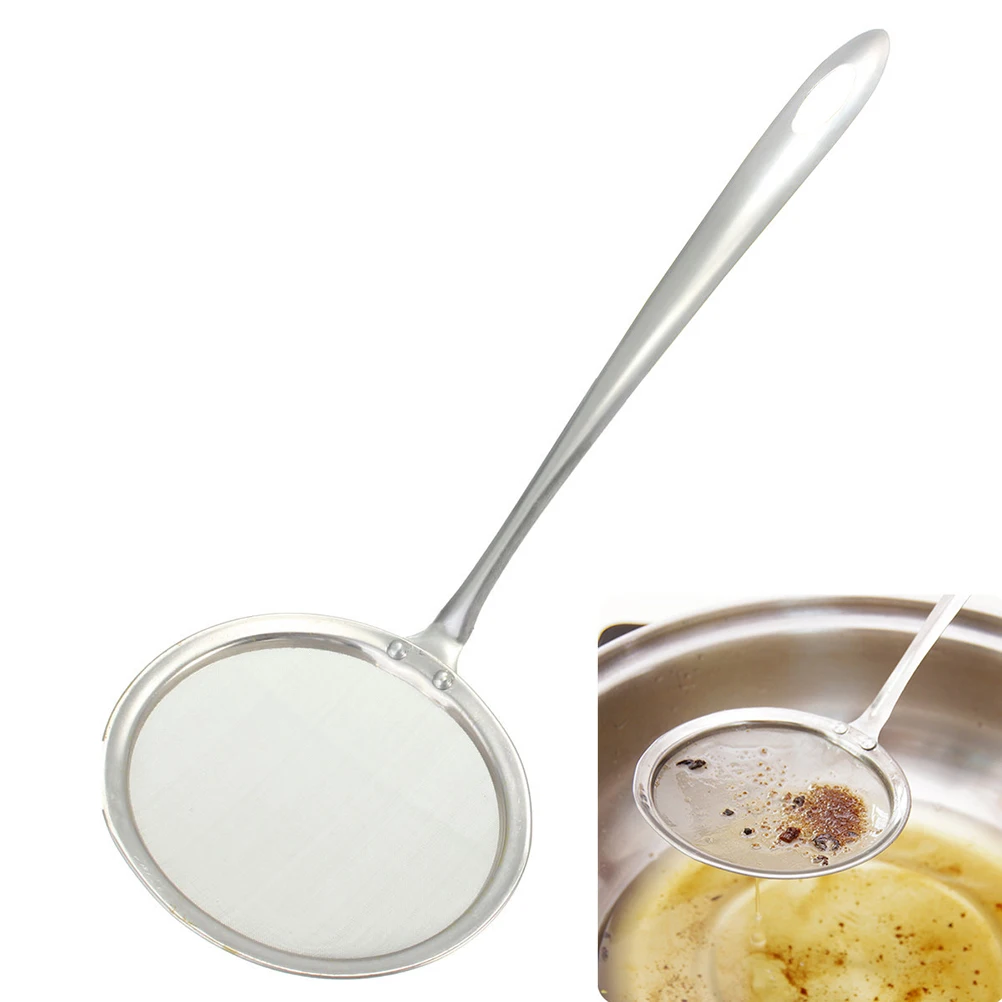 

1PC Stainless Steel Kitchenware Home Cooking Fine Mesh Oil Skimmer Strainer 20*10cm Kitchen Tools