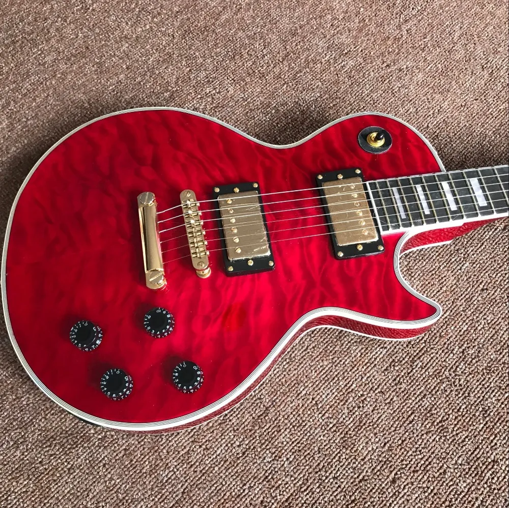 

Custom Electric Guitar High quality Pickups Red color AAA Flame top guitarra Rosewood fingerboard