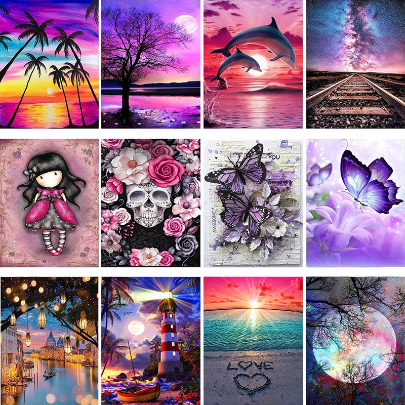 

Diamond Painting Full Round Landscape Diamond Embroidery Mosaic Sale Animal Flower Home Decoration
