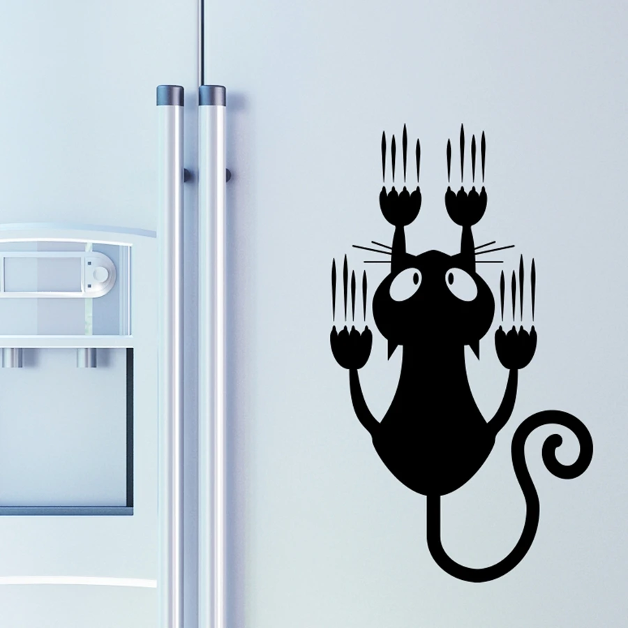 Съемные настенные наклейки из ПВХ для кухни, холодильника, кота, слайдов, стены, домашний декор, обои, плакаты