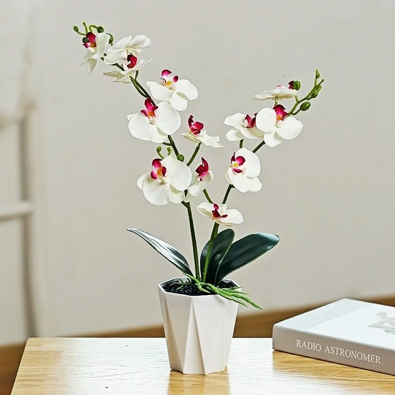 Высококачественный искусственный цветок 2 вилки фалаенопсис Горшечное растение