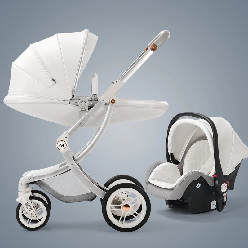 Enlarge Baby Stroller 2in1/3 In 1,Luxury Baby Carriage with Car Seat,Eggshell Newborn Baby Stroller Leather Baby Carriage High Landscape