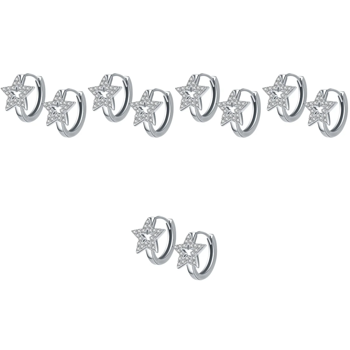 

Серьги-кольца из серебра 30% пробы с пятиконечной звездой, x 1 см