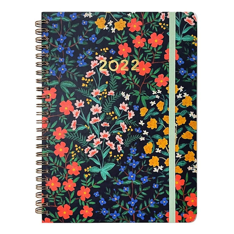 

English Schedule Notepad Daily Planner A5 Coil Notebook (Tropical Flower)