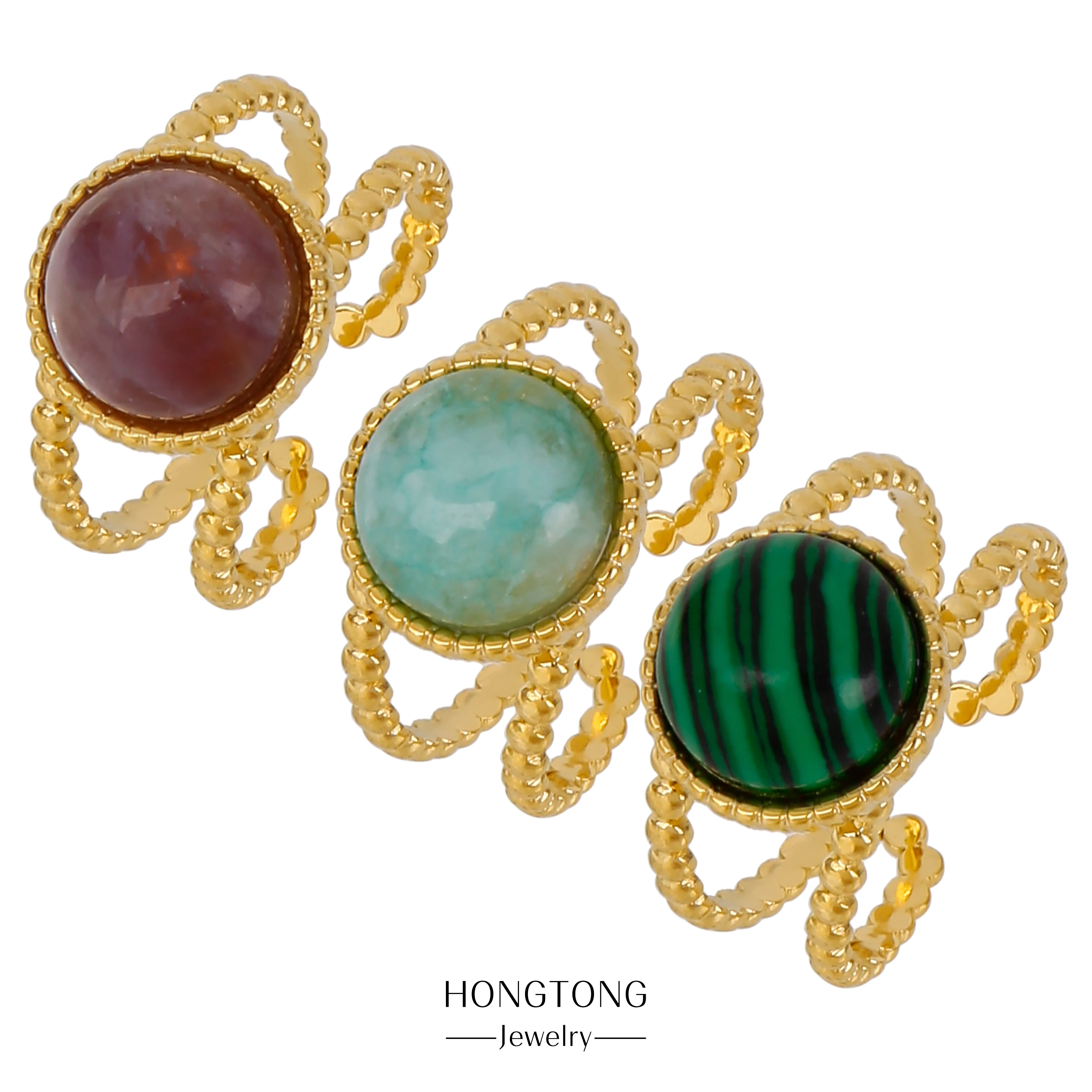 

HONGTONG 18K Gold Treasure Oil Pressure Heat Model Best-Selling Fashion Ring Stainless Steel Ring Jewelry Gift Party