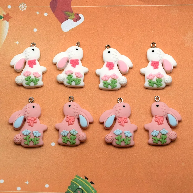 10 шт. модные милые цветы мультяшный кролик смоляные подвески мини-подвеска в виде