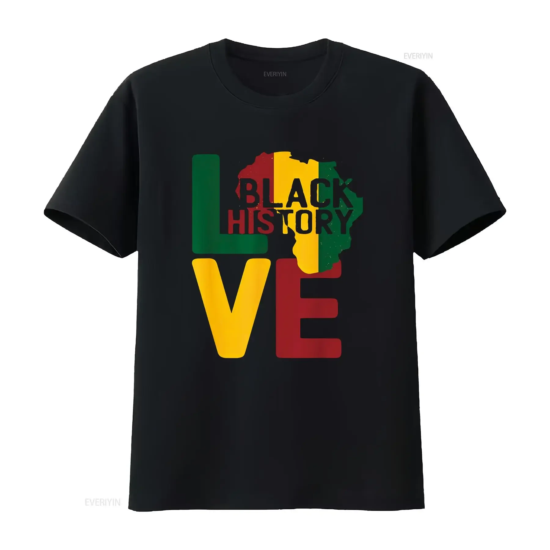 Фото Футболка с надписью Love Black History Month African Sign Pan Flag, винтажная, удобная, модная, мягкая, повседневная, слегка растянутая №1