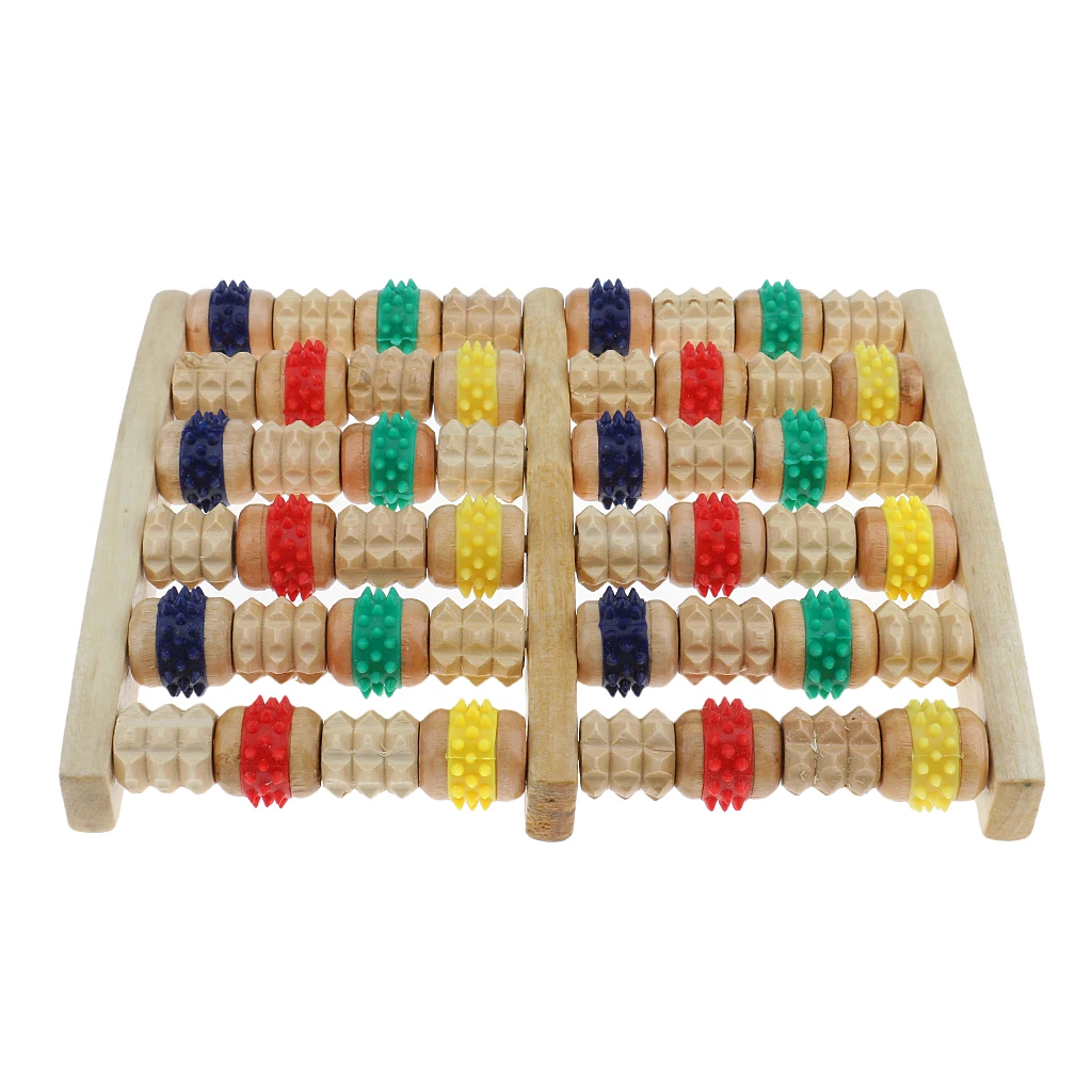 Деревянный шестирядный массажер для ног с роликом глубокого очищения свода