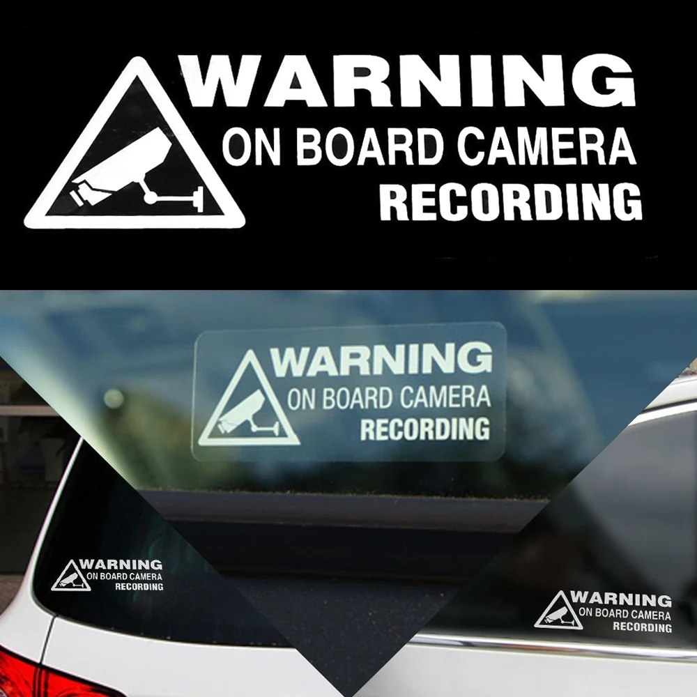 1pcs Car Window Truck Auto Vinyl Sticker Warning On Board Camera Recording Fun Sticker White Decal 11.9cm*4.7cm