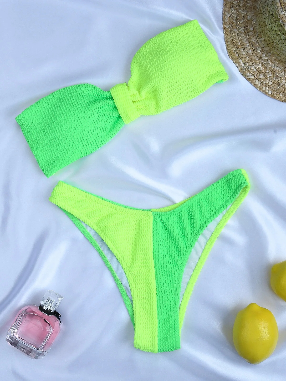 2022 сексуальный неоновый купальник-бикини бандо женский купальный костюм