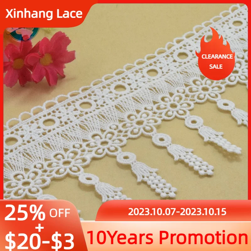 

10yards 10cm white polyester embroidery lace french lace ribbon fabric guipure diy trims wedding lace sewing Accessories#3834