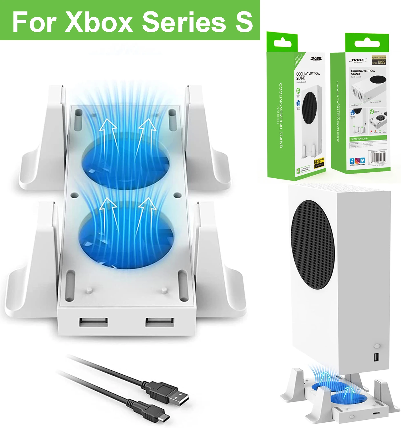 

Вертикальная подставка с 2 вентиляторами подставка для Xbox серии S 3-скоростной кулер для игровой консоли Xbox серии S с 2 Usb-портами