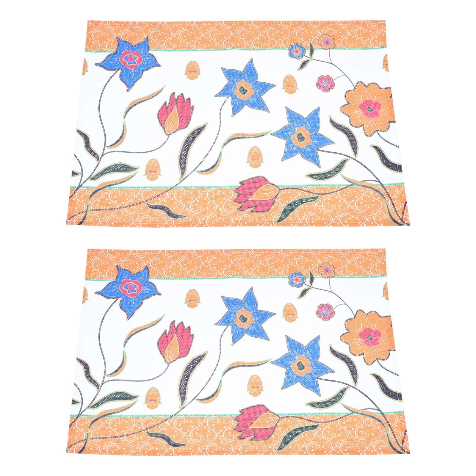 

2Pcs Non-skid Placemats Flower Pattern Placemats Wear-resistant Placemats Home Supplies