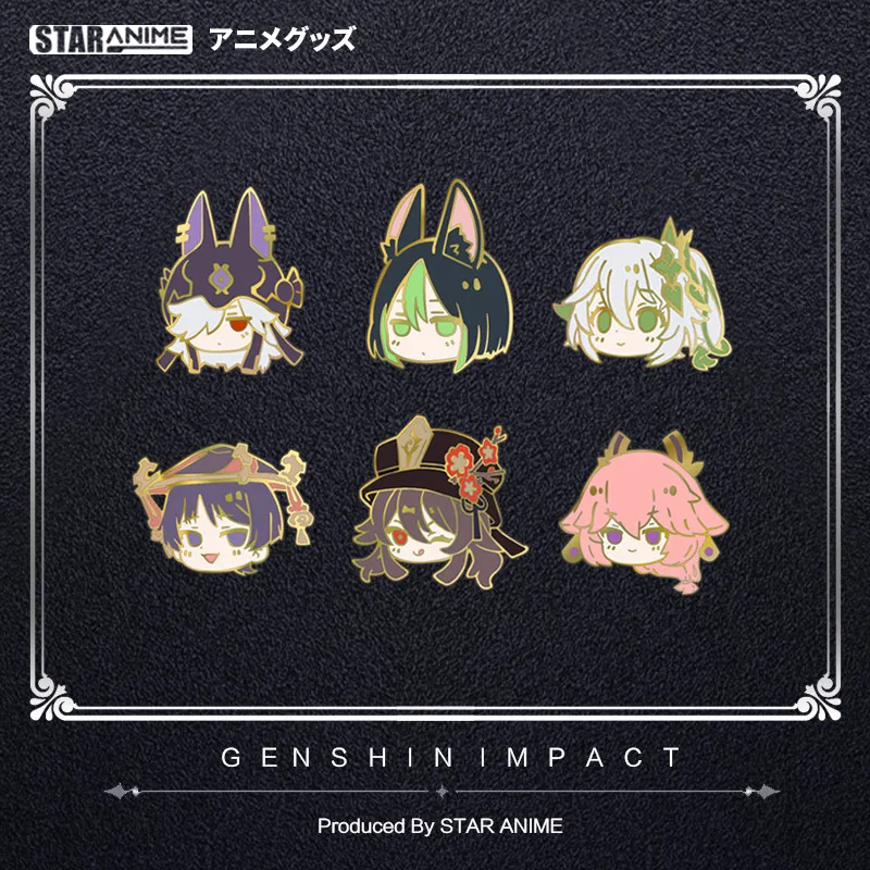 

Anime Game Genshin Impact Yae Miko Cyno Nahida Kawaii Face Cosplay Enamel Badge Cartoon Costume Props Metal Button Brooch Gifts
