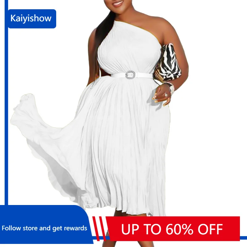 

Summer Elegant African Sleeveless Polyester Red White Green Knee-length Dress African Clothes + Belt African Dresses for Women