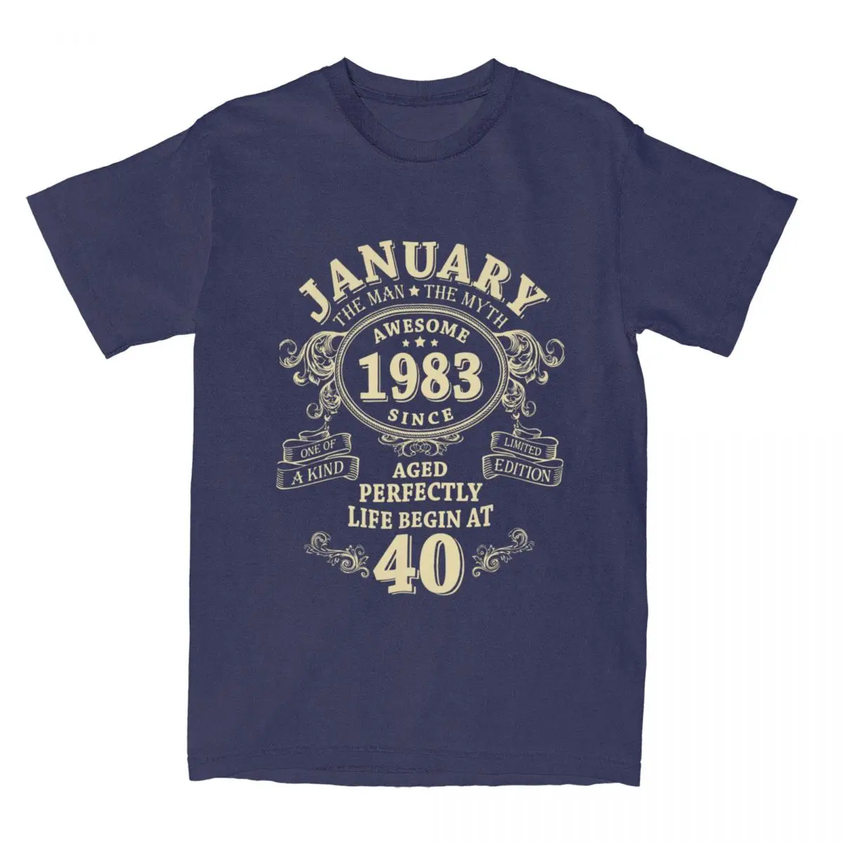 

Fashion January 1983 The Man The Myth Legends T-Shirt for Men 100% Cotton T Shirt 40th Birthday Anniversary Tees Graphic Clothes