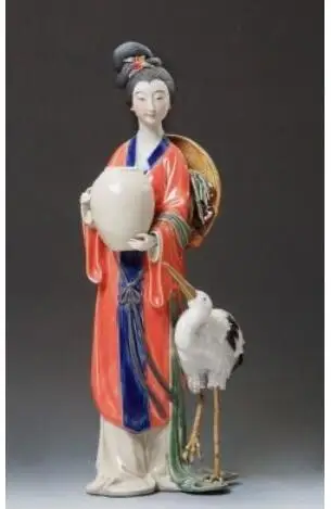 

Japanese style Maegu shou Shiwan doll ceramic crane birthday gifts lady Sculpture Beauty Women statue Home decoration