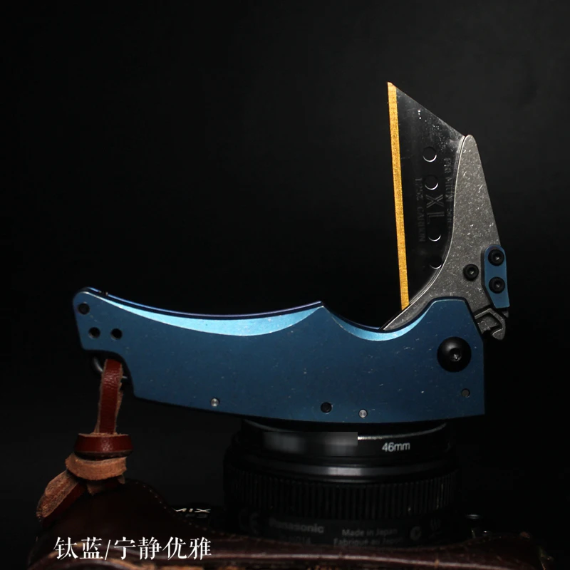 EDC Titanium Alloy Handle Folding Knife Hollow Paper Cutting Art Blade Unpacking Camping Pocket Survival Outdoor |