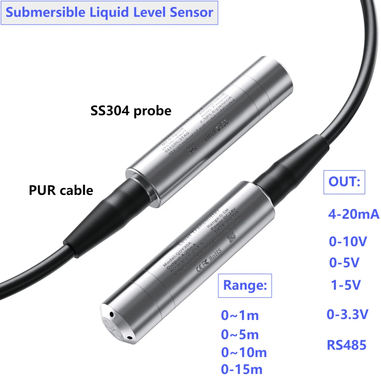 0-10 В датчик уровня жидкости 24 постоянного тока гидростатический воды 4-20 мА 0-5 1-5