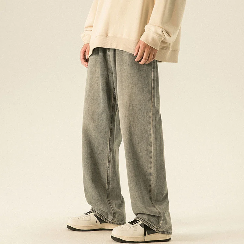 6 Colors Baggy Jeans Men Fashion Harajuku Retro Casual Straight Pants Streetwear Hip Hop Loose Denim Pants Mens Trousers M-2XL