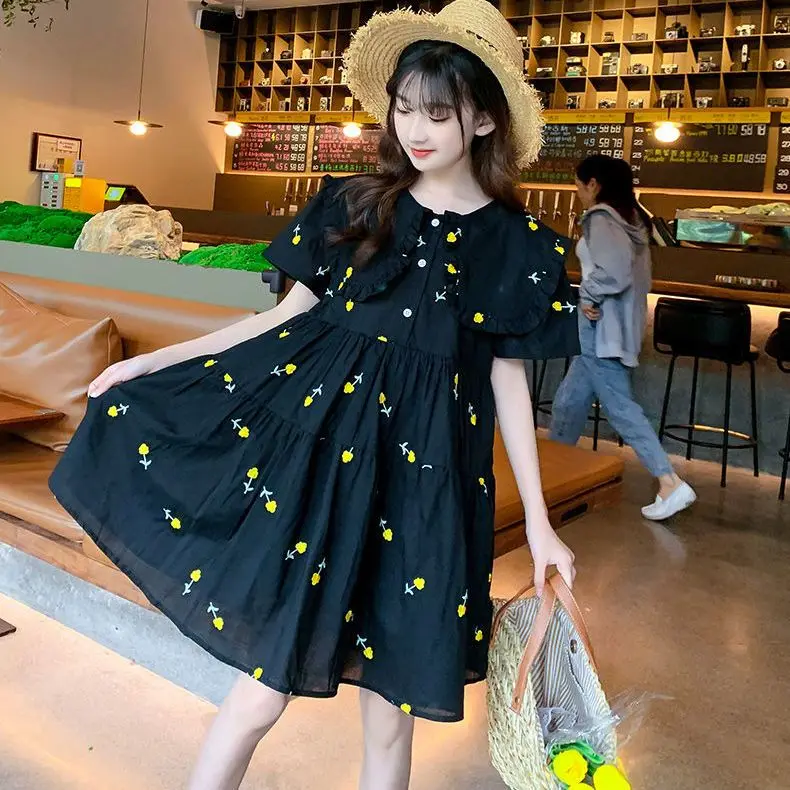 

Children Floral Dress Summer Girls Short Sleeve Dress Children's Dress Fashion Style 2-14 Years Baby Kids Vestidos Clothing F167