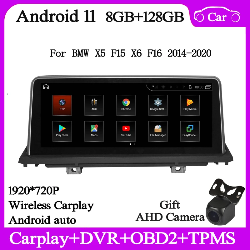 

carplay Android12 car audio gps player for BMW X5 F15 X5M F85 X6 F16 X6M F86 2018 2019 2020 audio stereo gps navi 8Core 8+128G