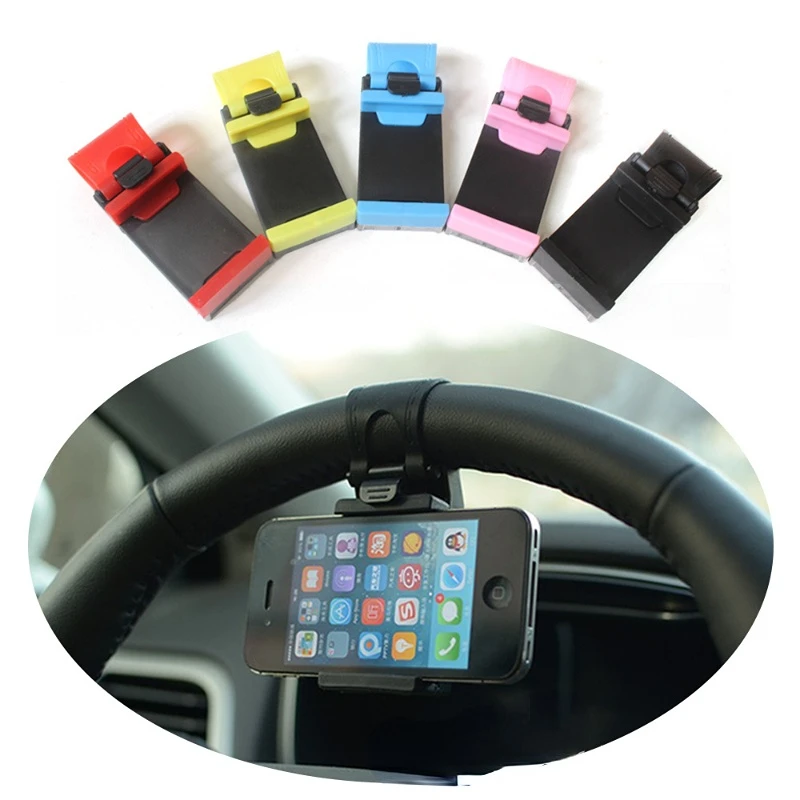 

Universal Car Steering Wheel Mobile Phone Holder Mount Buckle Socket Holder Bike Clip Navigation