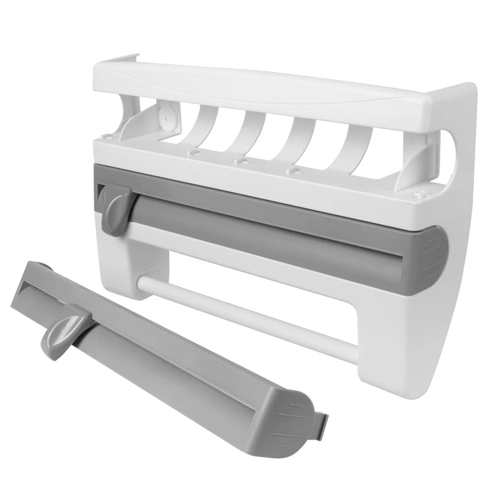

Paper Towel Holder Sauce Bottle Rack 4 In 1 Cling Film Cutting Holder Kitchen Organizer Wall-Mount Kitchen Accessories
