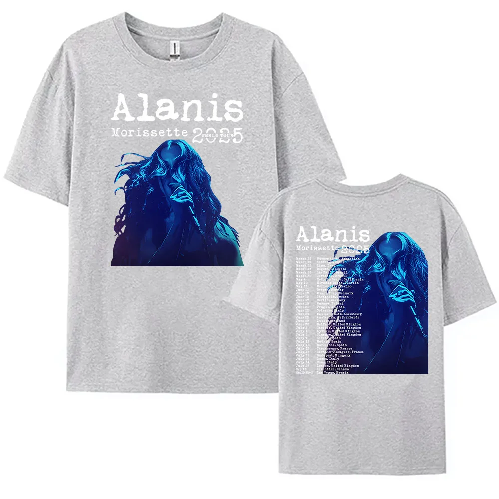 Фото Футболка Alanis Morissette 2025 World Tour с коротким рукавом и круглым вырезом, женские/мужские футболки, уличная одежда в стиле хип-хоп, футболки унисекс, хлопковые мягкие топы №3
