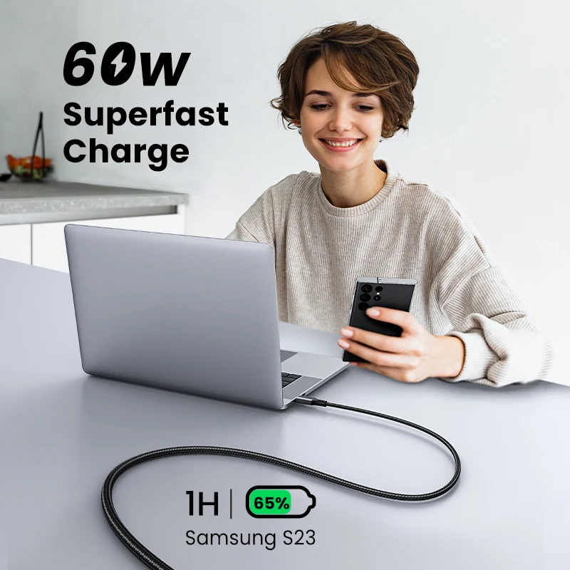 Кабель UGREEN 60 Вт 100 USB Type C на кабель для быстрой зарядки Macbook iPad Samsung Xiaomi шнур