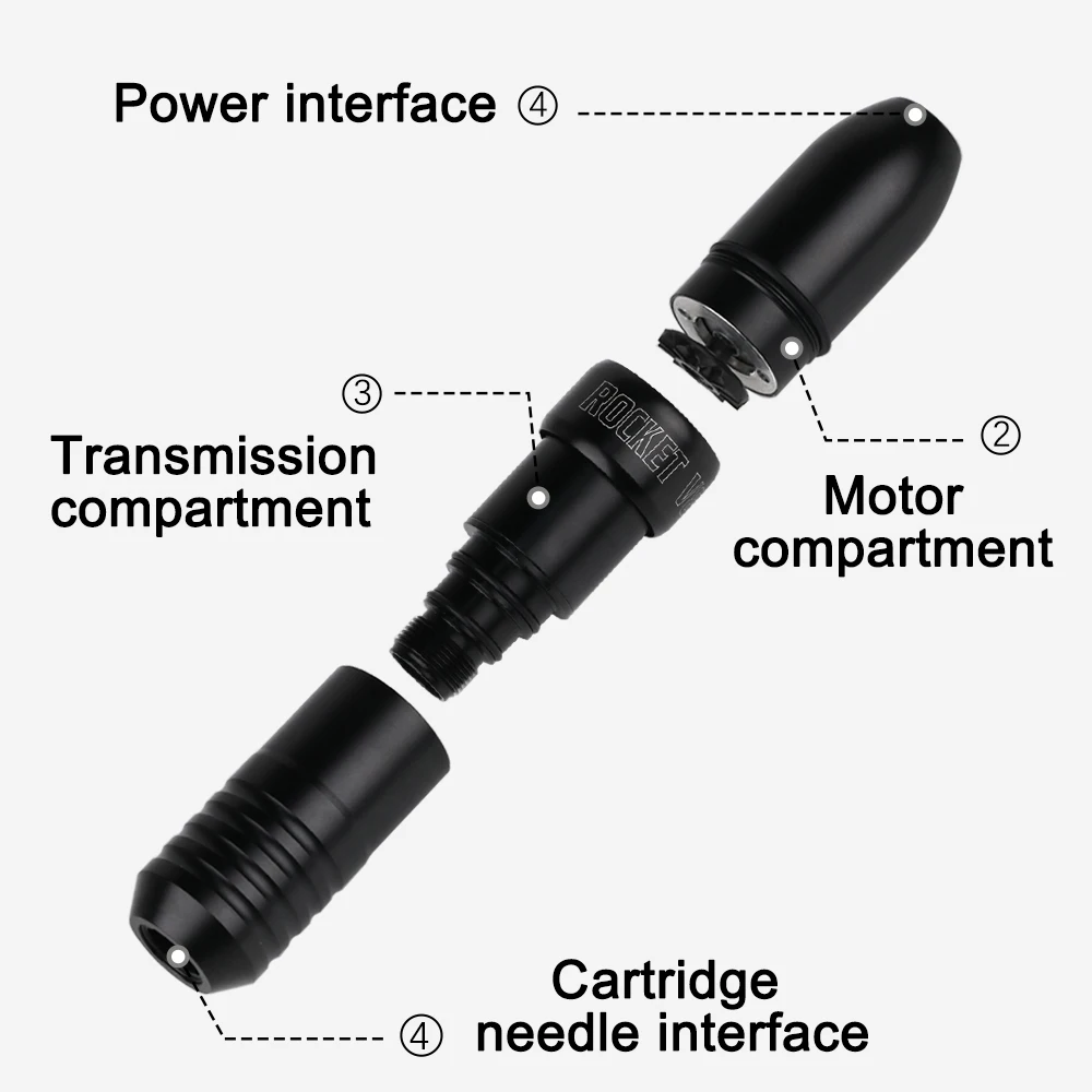 ROCKET V8 Портативный Мощный Мотор Профессиональная Тату-машинка RCA-интерфейс