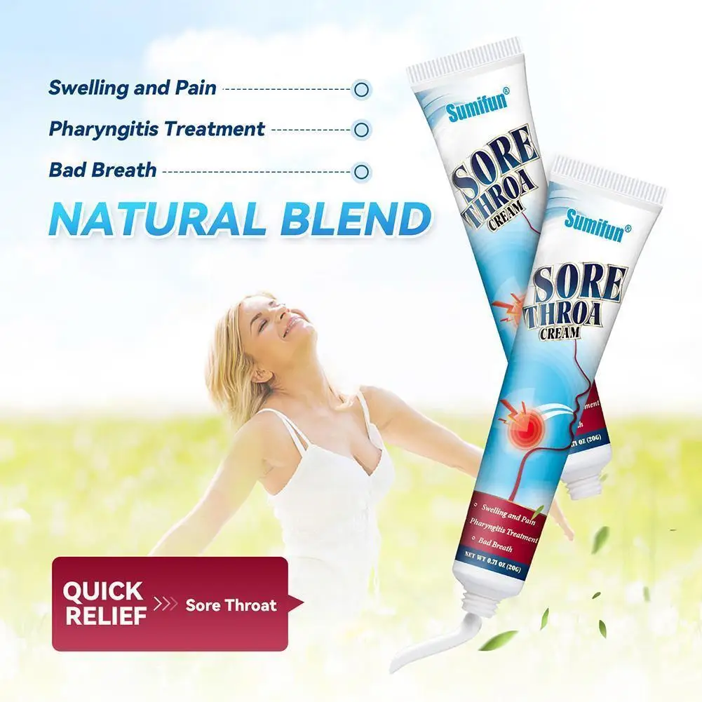 

20g Medical Sore Throat Cream Cough Soothing Ointment Pharyngitis Bad Pain Relief Health Neck Cold Breath Care U4Z5