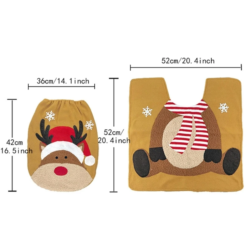 Рождественский чехол на сиденье для унитаза ванной комнаты набор ковриков и узор