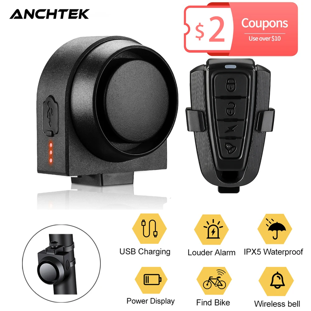 Сигнализация вибрационная Беспроводная для мотоцикла с USB-зарядкой и защитой от