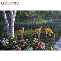 gatyztory modern painting by numbers with frame 60x75cm paintings on number animals kits coloring by numbers for home decors