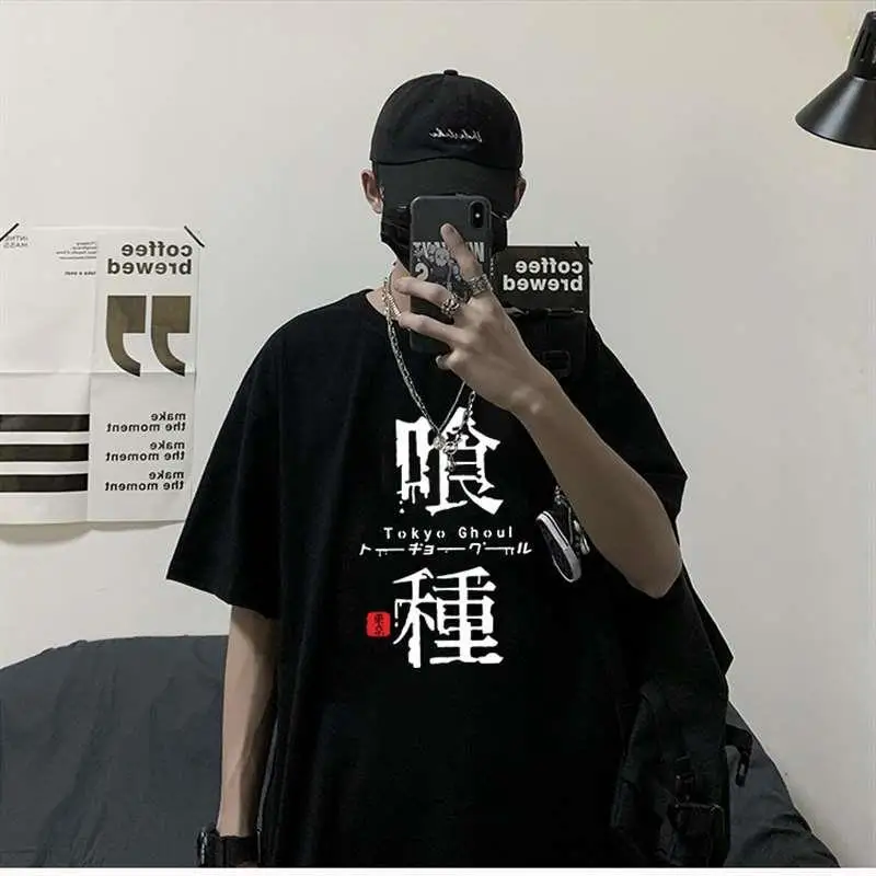 

Anime Jinmuyan Same T op Tokyo Ghoul Casual Short-Sleeved T-Shirt Men And Women With The Same Loose Summer Dress