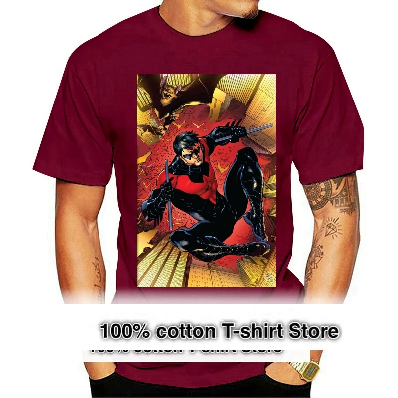 

Nightwing T Shirt The New 52 - NIGHTWING T-Shirt Oversized Streetwear Tee Shirt Cotton Short Sleeve Fun Print Male Tshirt