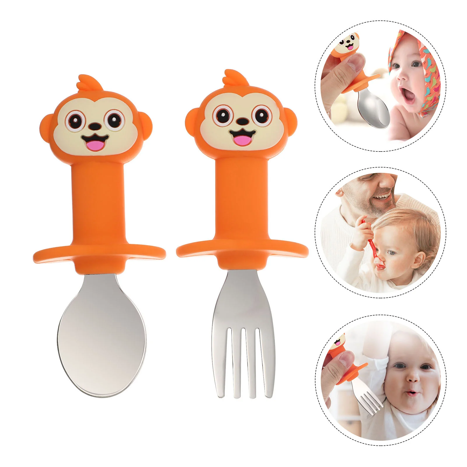 

Baby Tableware Spoon Utensils Training Kids Spoons Feeding Toddler Fork Forks Learning Eating Self Practice Accessories Children