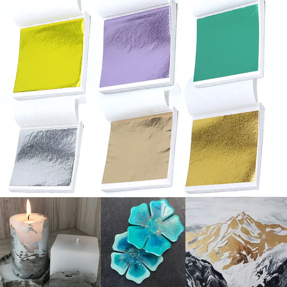 100 листов бумажные листья из искусственной золотой и серебряной фольги |