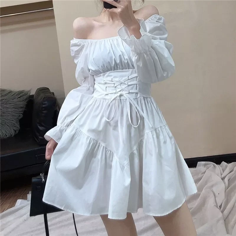 

Новинка Осень 2021, сексуальное женское платье, мини-платье в Корейском стиле с высокой талией, модные женские облегающие белые платья, черные...