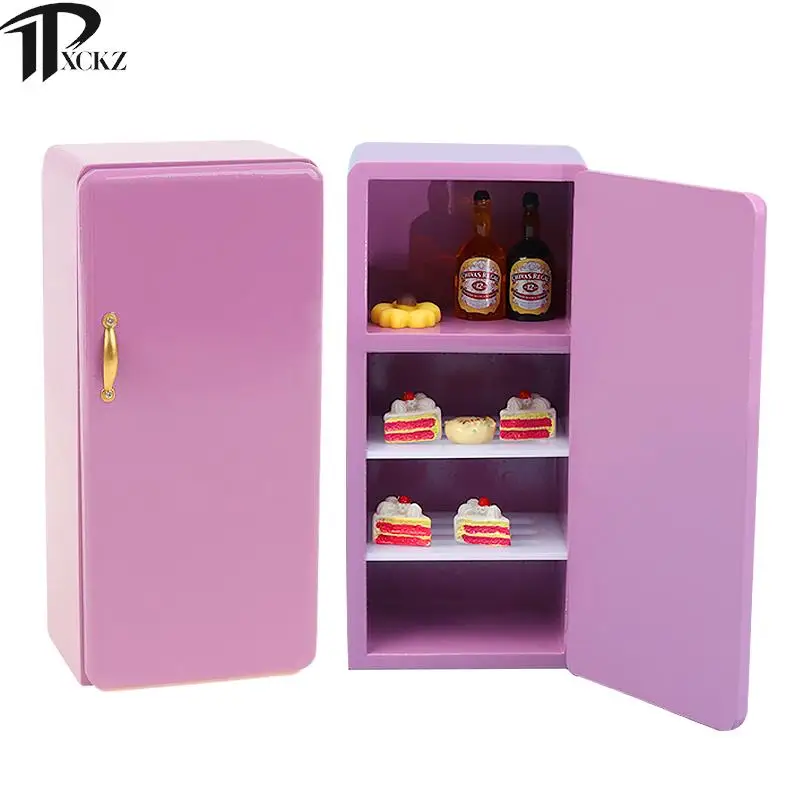 

1:12 Dollhouse Miniature Purple Single Door Refrigerator Furniture Kitchen Or Dining Room Or Living Room Decoration Accessories