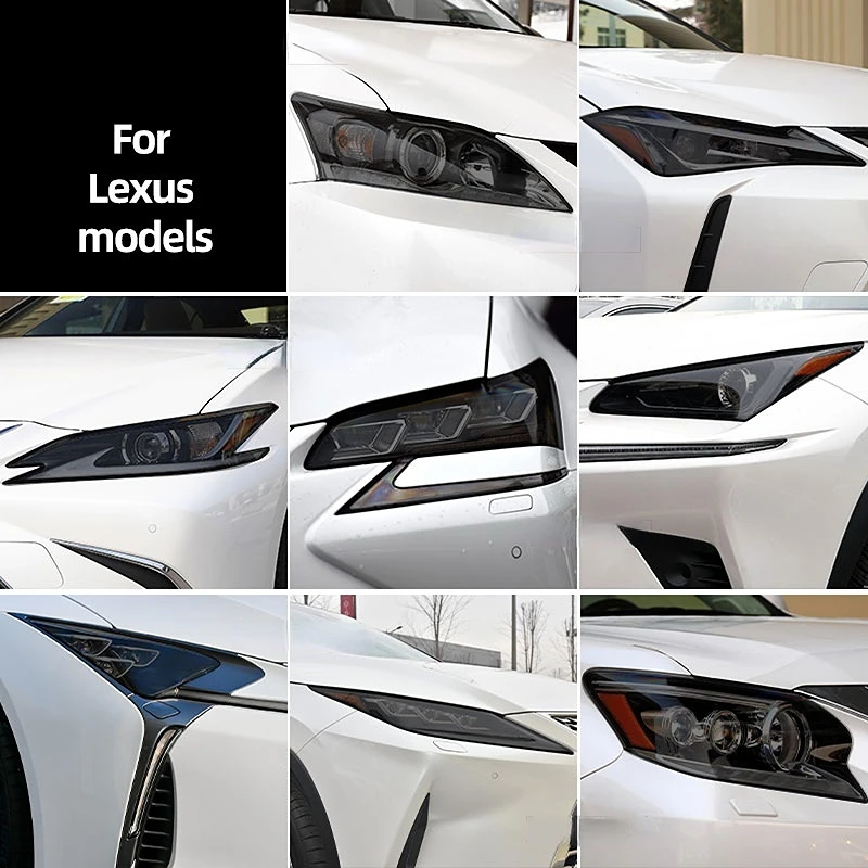 Smoked Black TPU Sticker Car Headlight Protective Film For Lexus ES 300h NX CT GS IS LC LS RX LX570 RC UX GX F Sport 2022