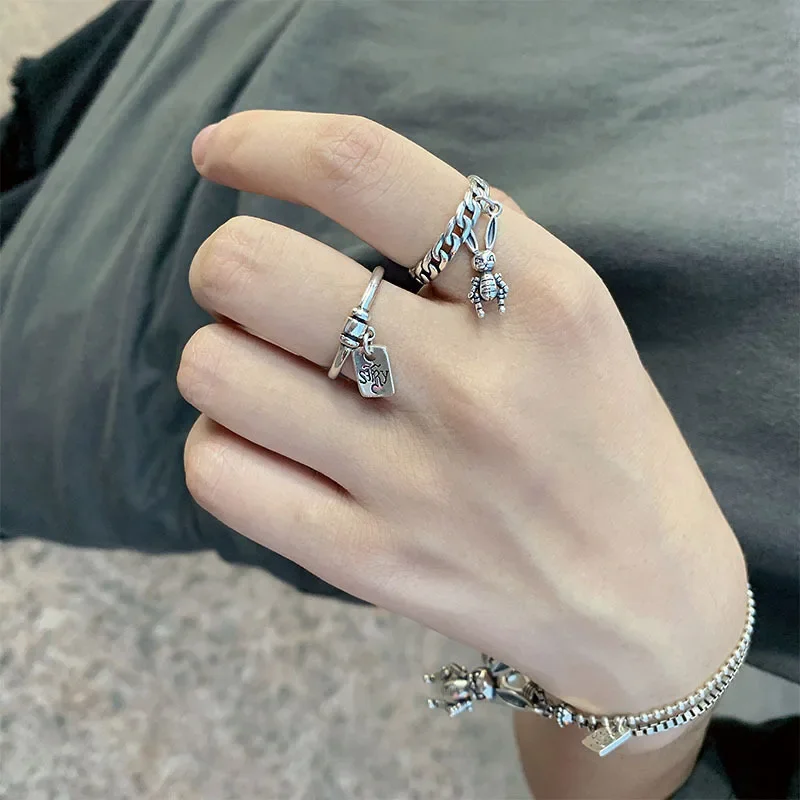 Многослойная одежда в стиле ретро кольца из серебра 925 пробы с кроликом и