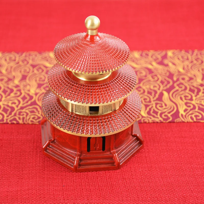 Латунная китайская Запретный город Курильница Храм Неба Древняя модель здания