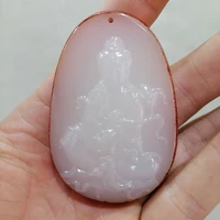 natural red skin and white jade hand carved lotus guanyin pendant fashion boutique jewelry men and women necklace gift