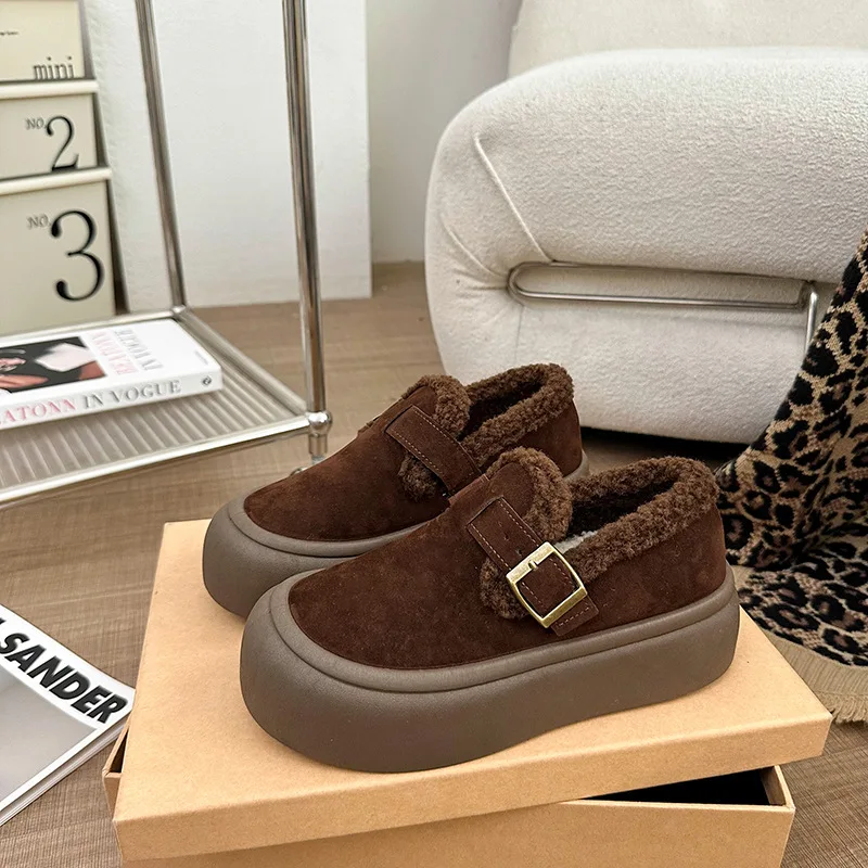 Женские туфли для волос на толстой подошве новинка 2024 зимние женские красные из