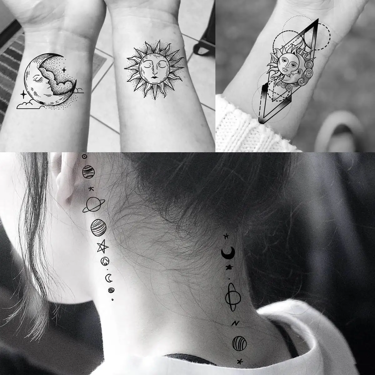 Набор космических временных татуировок для мужчин и женщин