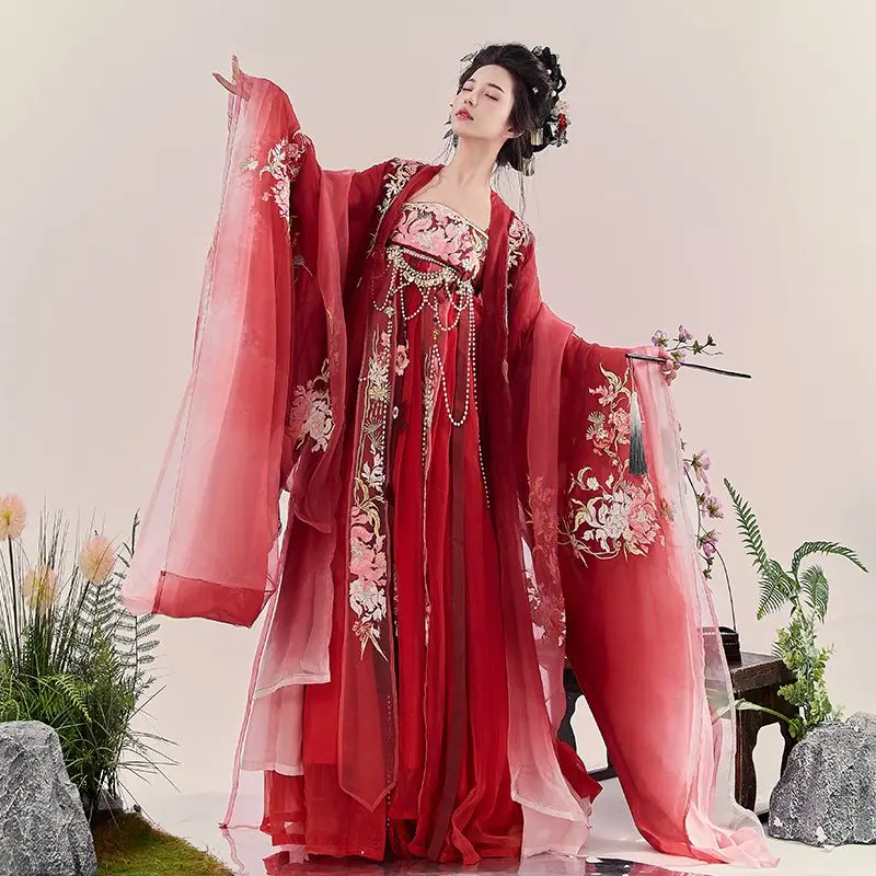 Розовая летняя рубашка с вышивкой династии Тан тяжелая промышленность большими